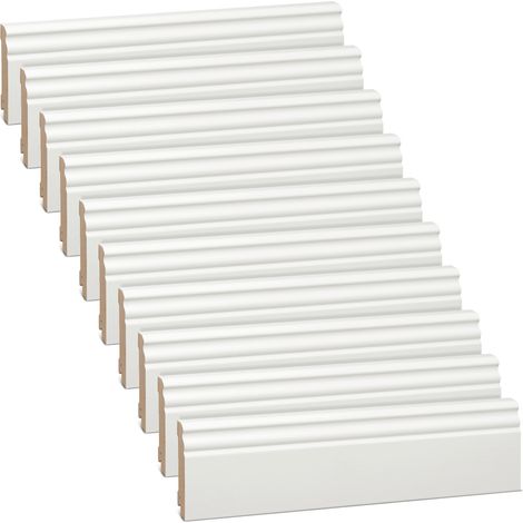 Plinthe bois massif de pin blanc RAL9010 profil Hamburger 18x78mm – 24m
