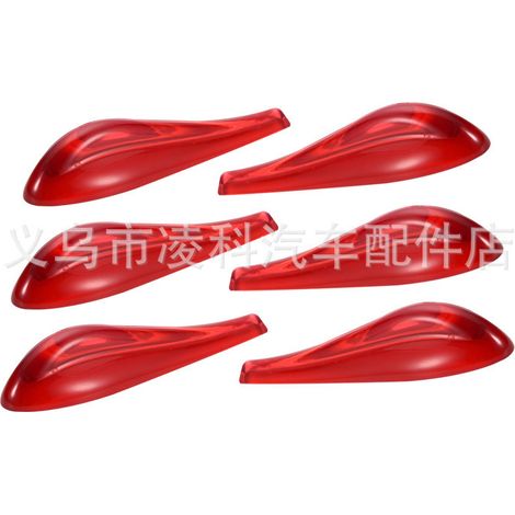 Car anti-scratch spoiler, wind resistance and noise reduction spoiler, taillight decorative plastic protective sticker - high quality plastic - red, set of 6 pieces (1/4)