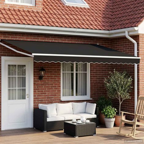 Toldo Retráctil Eléctrico Negro 4 x 3 m