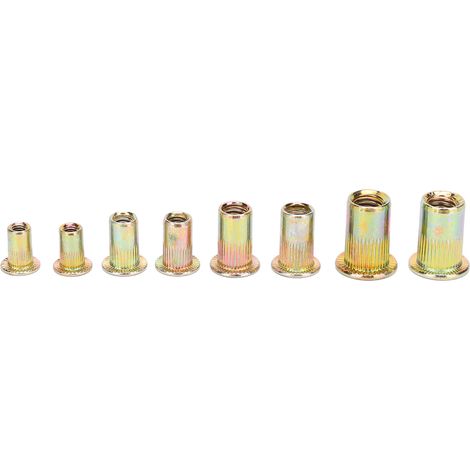 Lot de 240 écrous à sertir galvanisés et teintés dans la masse M3, M4, M5 et M6 pour systèmes de rivetage rapide (1/5)