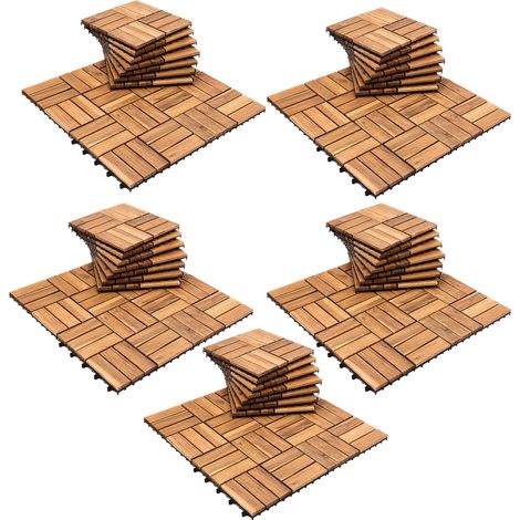 Randaco 99STK Holzfliese Akazie 30 x 30 cm Terrassenplatten Klicksystem Außen Klickfliesen Balkon Terrassenfliesen Holz,wetterfest rutschfest