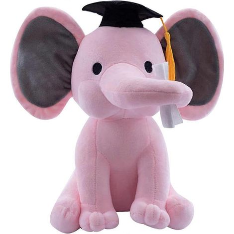 Weicher und kuscheliger Plüschelefant, ideal als Babykissen, Geburtstags- oder Abschlussgeschenk (Doktorrosa, 25 x 25 x 25 cm) (1/5)