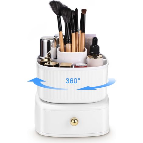 Boîte de rangement pour cosmétiques Boîte de rangement pour cosmétiques Boîte de rangement multifonctionnelle pour maquillage 14 x 16 cm Boîte de rangement pour pinceaux rotative à 360 ° Convient pour (1/5)