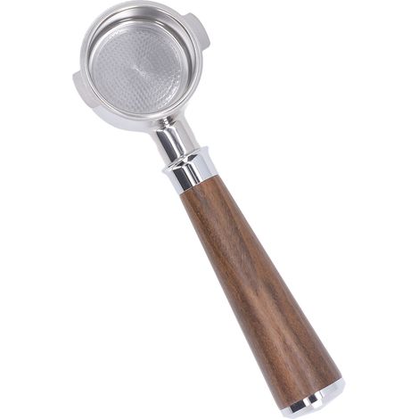 Porte-filtre 51 mm à 2 oreilles, sans fond, en acier inoxydable, pour cafetière Delonghi ECO310, finition palissandre noir. (1/5)
