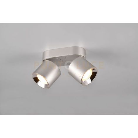 GUAYANA BARRA 2 SPOTS ORIENTABILI ANCHE DA INCASSO METALLO ACCIAIO L. 18CM ATTACCO GU10