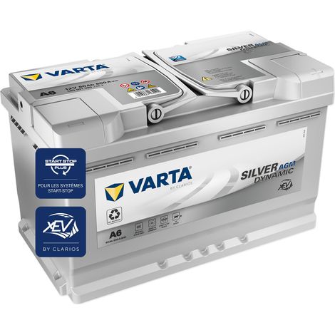 Varta – Batterie de démarrage 12V 80Ah A6 – AGM – 800A CCA – Polarité Plus à droite – Compatible Start Stop