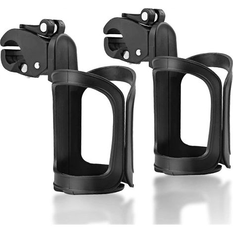 Porte-bouteille universel pour vélo (lot de 2), pivotant à 360° et réglable, sans vis, pour poussette, VTT, déambulateur, etc. (1/5)