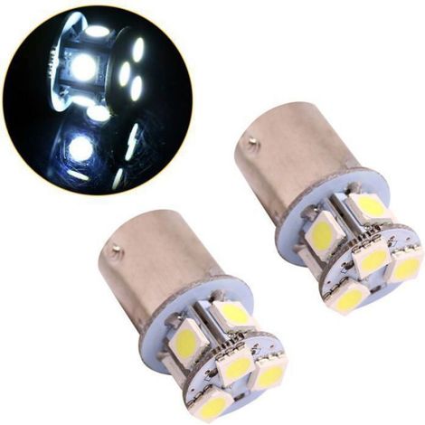 Ampoule De Frein - BA15S - 12 V - 8 SMD 5050 - Blanc - Angle 360° - Pour Voiture - 2 Pièces (1/5)