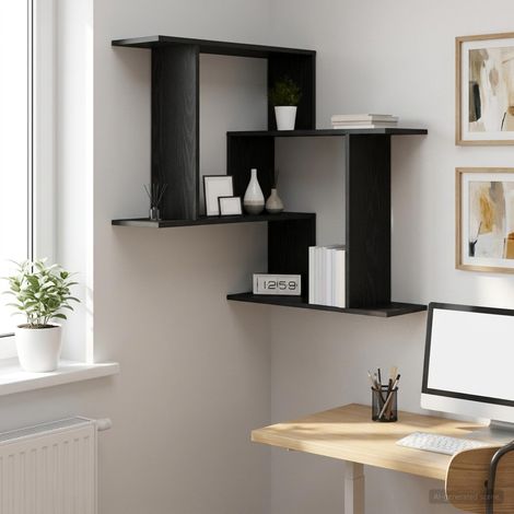 vidaXL Wall Shelf Black Oak 67 x 67 x 87 cm Engineered Wood (1/5)