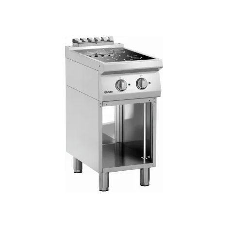 Fourneau inox électrique à induction 2 x (Ø)220 mm, sur support ouvert, 10 000 W, 400 V - TRI