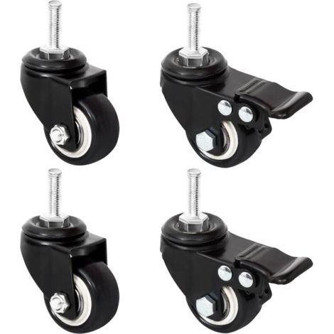 Roues pour jardinière-Pot de Plantes 4 pcs noir 8x3,5x8 cm fer (1/4)