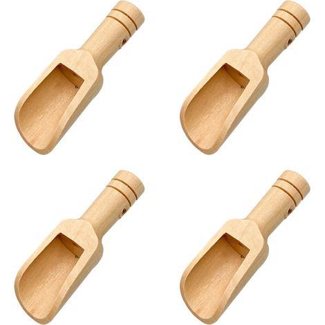 Set mit 4 hölzernen Badesalzlöffeln – Mini-Löffel für Gläser, Zucker und Salz – wiederverwendbar zum Servieren