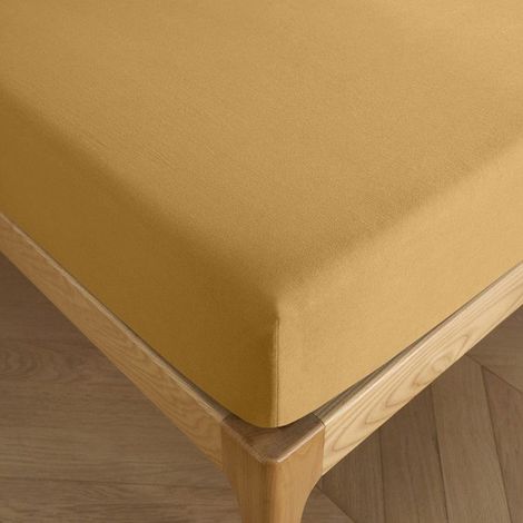 Drap housse 140 x 190 cm bonnet 30 cm "Prémium" pour lit 2 places - Prémium Miel