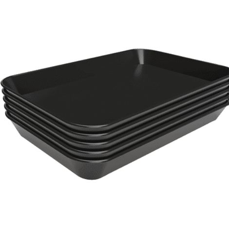 Lot de 5 plats de présentation lisse (L)250 x (P)350 mm, en mélamine noire, résistant à la chaleur (1/5)