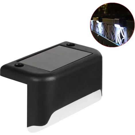 (Lot de 4 - lumière noire et blanche) Lampe solaire LED étanche IP65 pour escalier, allée, terrasse, clôture, etc. - Veilleuse solaire (1/5)