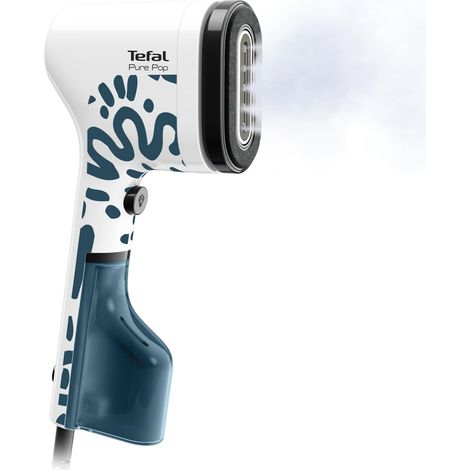 Tefal Pure Pop Home & Travel - Spazzola a vapore, 20 g/min, pronta all'uso in 15 secondi, sistema Pad, piastra a vapore sicura, casa/viaggio, 2 serbatoi d'acqua, blu alpino, DT2040E1 (1/4)