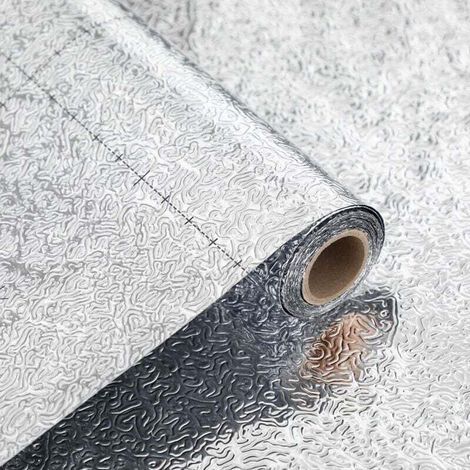 Papier Peint Aluminium 40cm x 300m Argenté Papier Peint Adhesif Cuisine Imperméable pour Cuisine Dosseret de Comptoir Armoire Résistant à l'huile Autocollants Décoratifs Papier Vinyle Adhes (1/5)