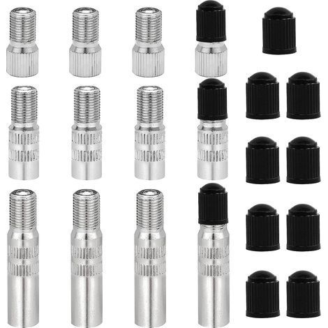 Lot de 12 extensions de valve en cuivre étamé avec bouchons de roues pour voiture, camion, caravane, van (19, 27, 39 mm) (1/5)