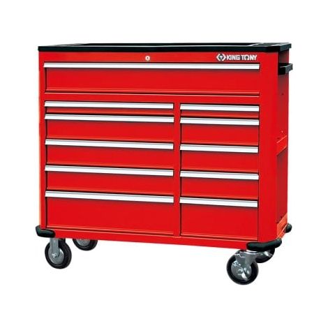 Servante d'atelier roulante 11 tiroirs – Dimensions L:1091 x l:470 x H:1032mm – Charge maximale 550kg – Bacs latéraux intégrés – King Tony - 470XH (1/2)
