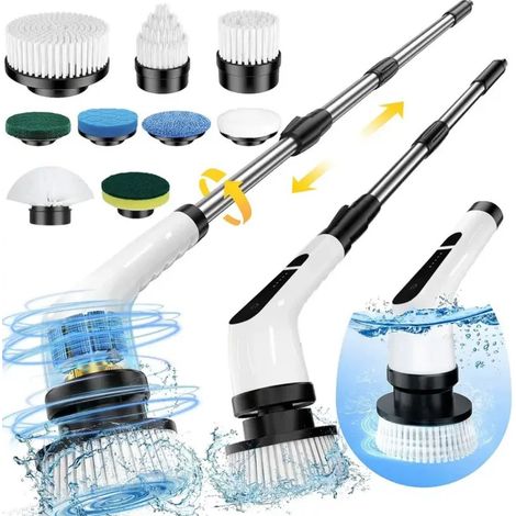 Nouveau balai-serpillière électrique extensible 9-en-1 pour sol de salle de bain – Brosse de nettoyage électrique sans fil et portative multifonction (1/2)