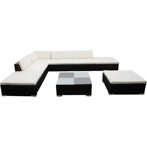 Set Divani da Giardino 8 pz con Cuscini in Polyrattan Marrone vidaXL (1/5)