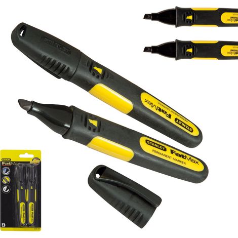 SCHWARZER MARKER MIT FLACHER SPITZE, WASSERDICHT, STANLEY FATMAX 0-47-314 (1/5)