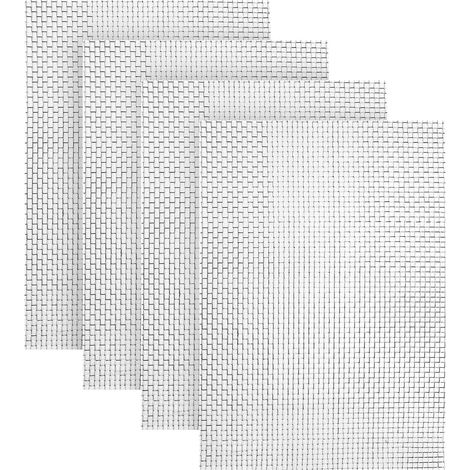 Lot de 4 filets tissés en acier inoxydable 304 à 6 mailles - 300 x 210 mm - Pour grille d'aération - Contrôle des rongeurs et des insectes nuisibles - Pour fenêtres, portes, filtres (1/5)