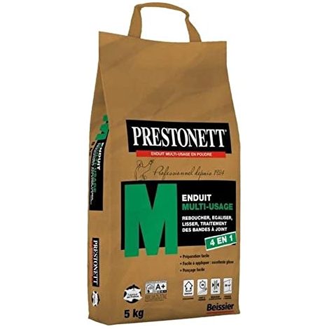 Enduit de lissage intérieur 5kg – Multi-usage pour béton, plâtre et briques – Application jusqu'à 2cm d'épaisseur – Finition mate et ponçable