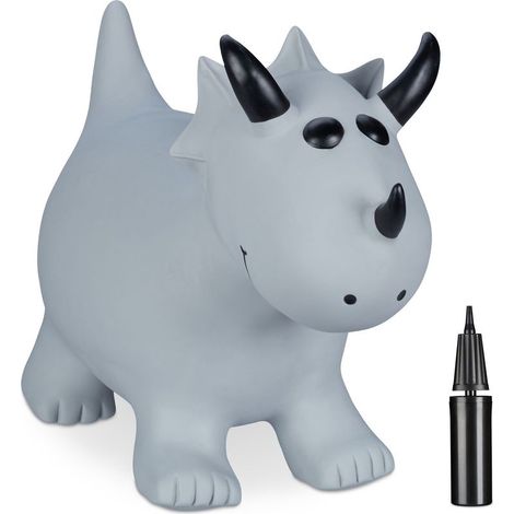1 Animal sauteur, Tricératops, Pompe à air incluse, PVC sans BPA, 50 kg, Intérieur Extérieur, Enfants (1/5)