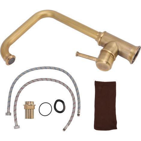 Robinet de lavabo vintage élégant et robuste pour salle de bain, mitigeur eau chaude/eau froide, robinet de cuisine/salle de bain (1/5)