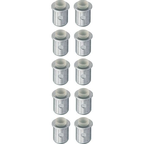 Confezione da 10 ammortizzatori a pressione universali per fori da 8 mm – Inserto in gomma grigio argento – Per mobili, armadi, scaffali (1/2)
