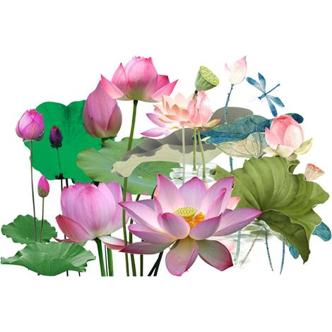 Sticker mural lotus doré, tableau décoratif pour salon ou chambre (Style 4) (1/5)