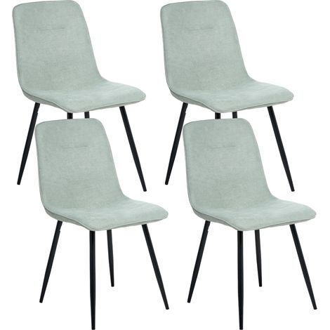 Conjunto de 4 sillas de comedor tapicería de poliéster patas de hierro negro sin reposabrazos comedor verde Tuscola (1/5)