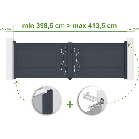Portail battant ajustable en largeur LIFE 4m H.120cm Aluminium Gris Anthracite (1/4)
