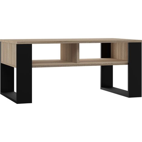 Table basse 90x50x58 cm Avec rangement chêne Sonoma / noir (1/5)
