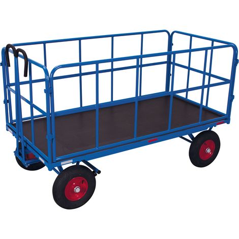 VARIOfit Handpritschenwagen mit 4 Rohrgitterwänden Luftbereifung 1.540 x 740 mm Traglast 1.000 kg