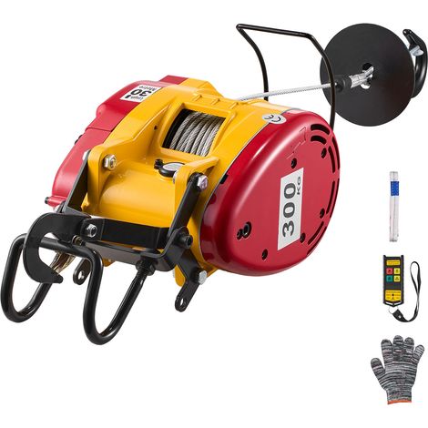 Mophorn Elektrische Seilwinde 300 kg, 2-in-1 Elektro-Hebezug 1500 W, 30 m Hubhöhe, 18,9 m/min Seilgeschwindigkeit, mit kabelgebundener und kabelloser Fernbedienung für Werkstatt, Lager und Garage (1/5)