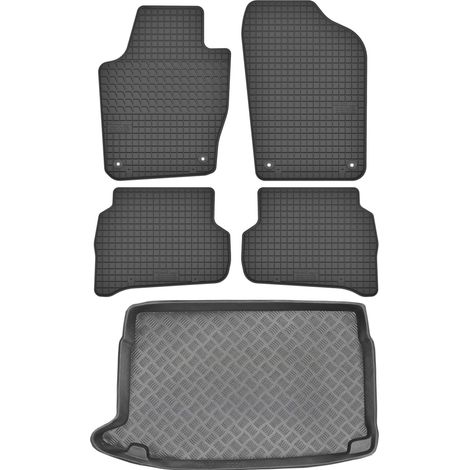 Set di tappetini in gomma per auto e tappetino per bagagliaio per Volkswagen Polo V Hatchback dal 2009 al 2017.