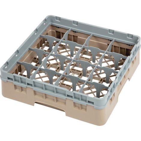 Casier à verres 16 compartiments Camrack beige hauteur max 92mm - 500 x 500 x 143 mm - CAMBRO (1/5)