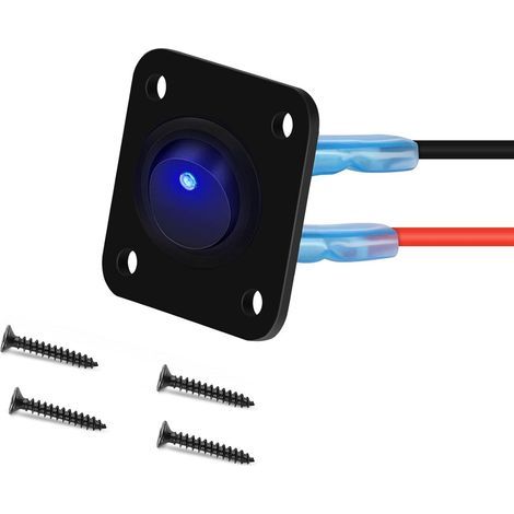 12V-24V Wippschalter, LED-Rundwippschalter, 1-fach, 12V 20A / 24V 10A SPST Rundschalterfeld für Auto, LKW, Rennwagen, Boote (Blau) (1/5)