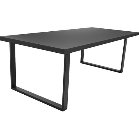 Tavolo da pranzo in legno e metallo con piedi quadrati bianchi - 220x100 cm (1/5)