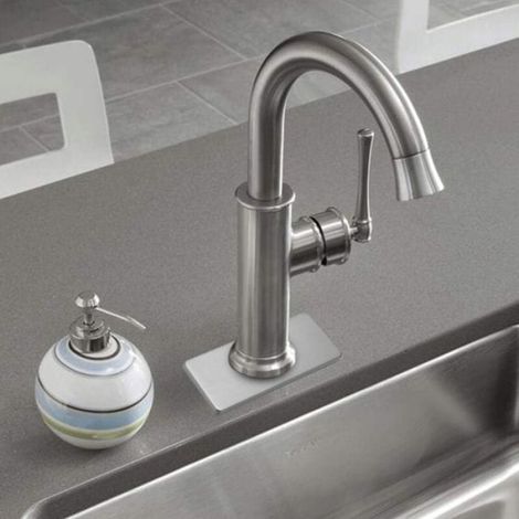 Couvercle De Trou - Rosace Carrée En Acier Inoxydable - Pour Évier Monotrou - 1 Pièce (1/4)