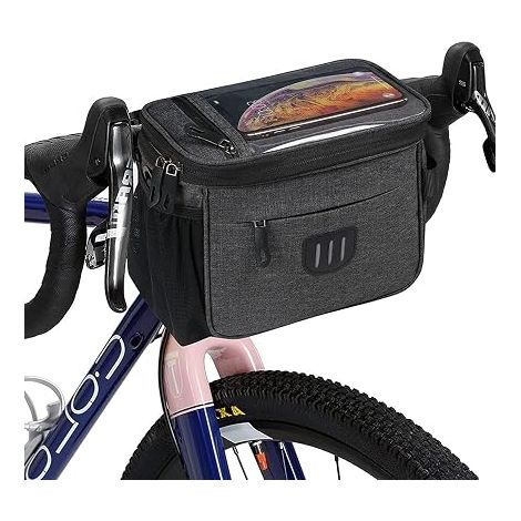 flintronic Bicycle Handlebar Bag, Waterproof Front Bike Bag, Large Capacity Basket Panniers with Holder for Storage Road Electric Bike, Black, 22 x 17 x 14 cm (1/5)