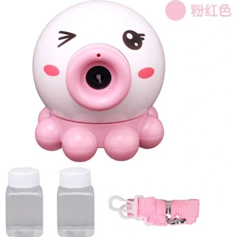 Machine à bulles pieuvre pour enfants, jouet électrique rotatif à 360° pour garçons et filles (pieuvre rose et blanche dans une boîte)