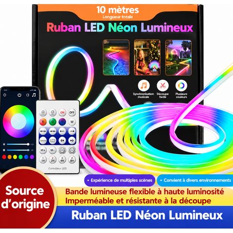 Ruban néon LED RGB dynamique Bluetooth télécommande 24 touches 3 m silicone 5V 21,5 × 21,5 × 2,8 cm 200 g – Livraison gratuite (1/5)