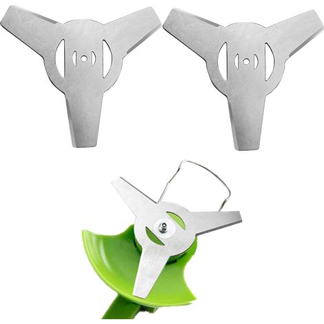 2 Pièces Lames de Coupe-Bordures en Métal, ø 5 mm Lame Débroussailleuse, Lame de Rechange pour Tondeuse à Gazon à 3 Dents, Accessoires de Lame de Rechange, Largeur de Coupe 120 mm (1/5)