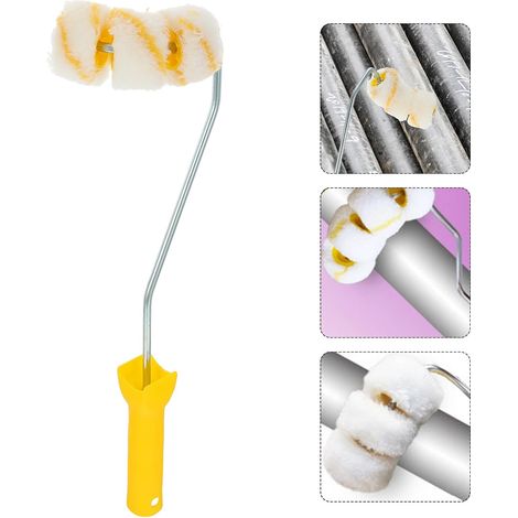 Mini Rouleau à Peinture D’Angle Arqué pour Bords et Tuyaux, Finition Lisse sans Chute, Polyester et Plastique, pour Intérieur,37.5115.5 cm (1/5)