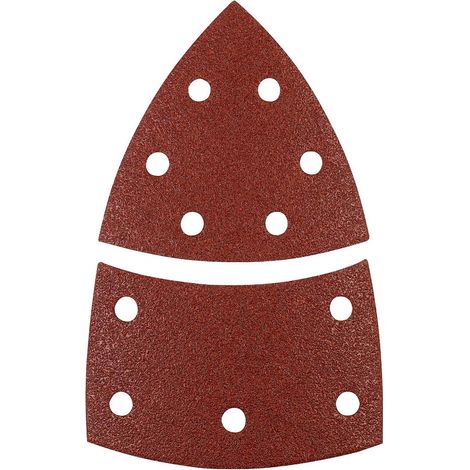 kwb Schleifdreiecke 100x62, 93 mm aus Edelkorund mit Körnung 120, werkzeuglosem Wechsel, Kunstharz-Verleimung und verstärktem Papierträger für den mittelfeinen Schliff von Holz und Metall (1/3)