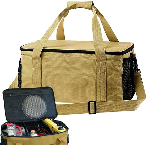 Sac de Rangement pour Camping  Organisateur De Rangement Pour Ustensiles De Cuisine  Sac À Outils Avec Sangle D'Épaule Et Poignée,Pour Déménagement Pêche Randonnée Nuitée Plein Air Pique-nique Voyag (1/5)