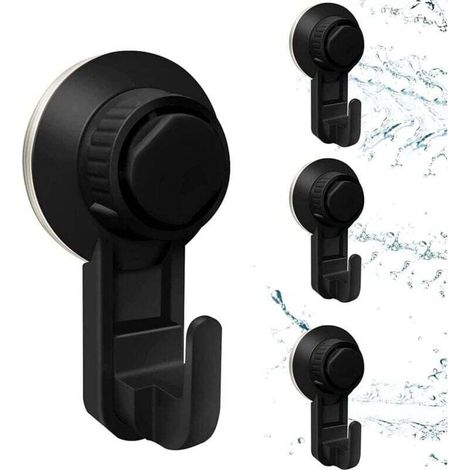 Badezimmerhaken mit Vakuum-Saugnapf, Wand-Saugnapf, selbstklebende Wandhaken ohne Bohren, Badezimmer-Saug-Wandhaken, Saughaken für Küche, Büro, Schrank – (4 Stück)